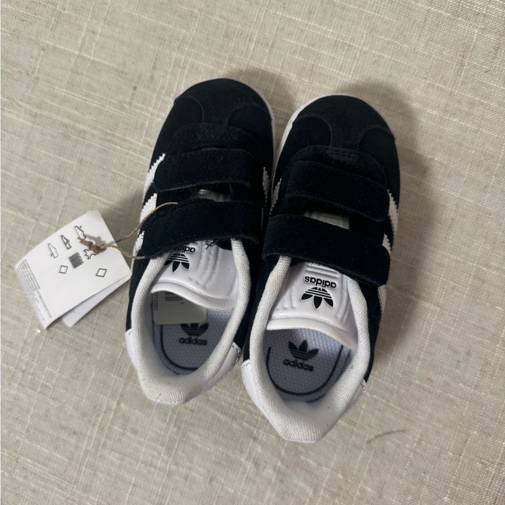 Adidas Kids Black and White Velcro Sneakers
